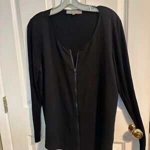 NWOT Lola & Sophie long-sleeve black chiffon blouse with a zip front size L